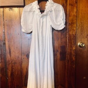 Lightweight All White Puff Sleeve Dress NWOT